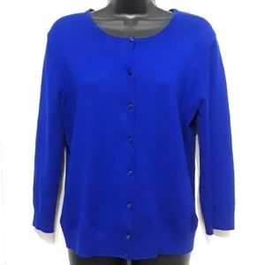 Cobalt cardigan.  Cable & Gauge M